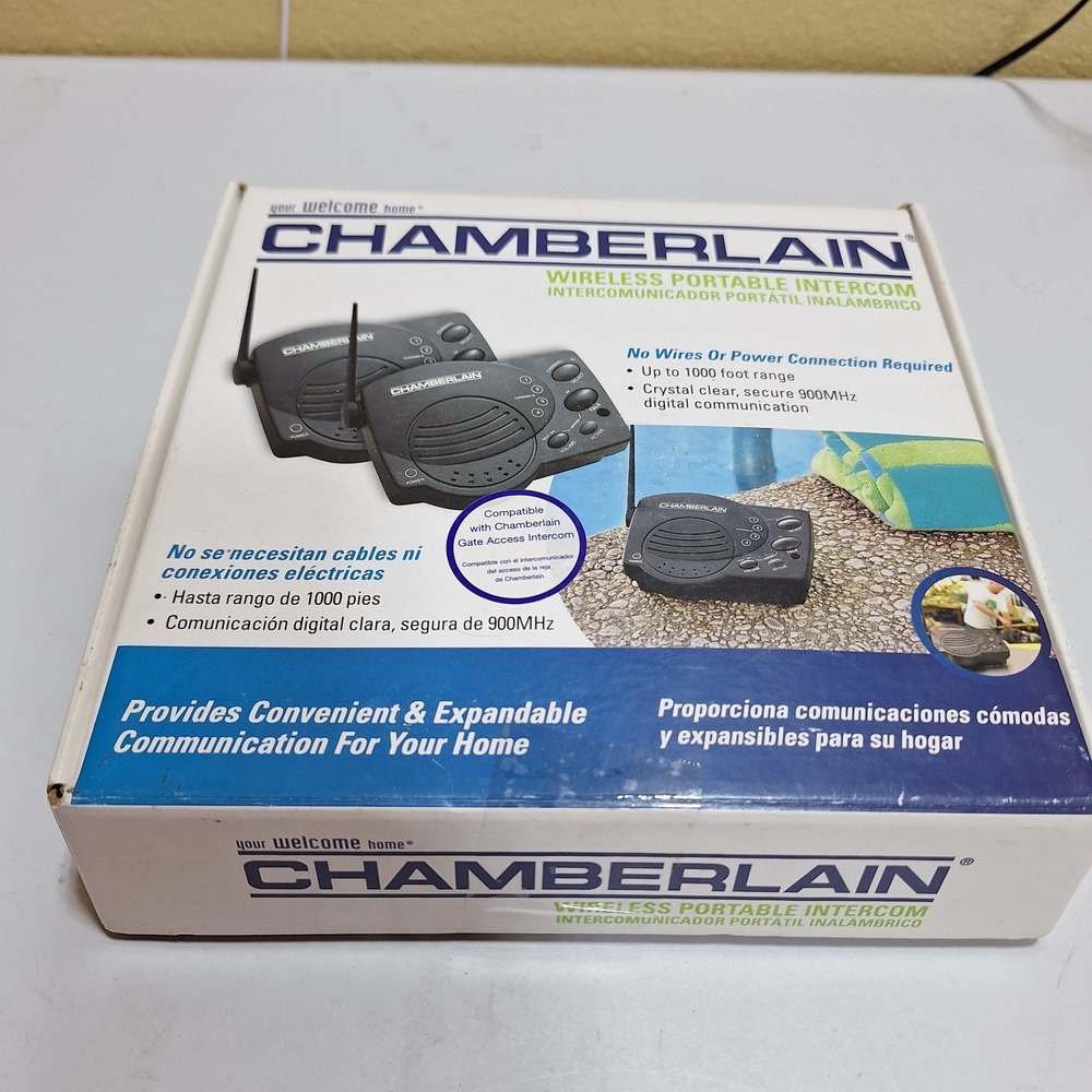 Chamberlain Wireless Portable Intercom RWIA RWIS‎ 2 Units Complete In Box Tested